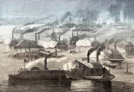 The First Battle of Memphis, Mississippi River, near the city of Memphis, Tennessee on June 6, 1862
