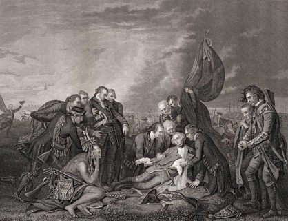 The death of James Wolfe, 1727, 1759, British general, after the battle on the Plains of Abraham,