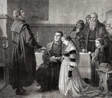 Martin Luther's marriage with Katharina von Bora, 1525, from the left: parish priest Bugenhagen, on