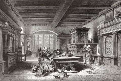 Living room of a patrician family, Nuremberg, Germany, Europe, 16th century, Europe