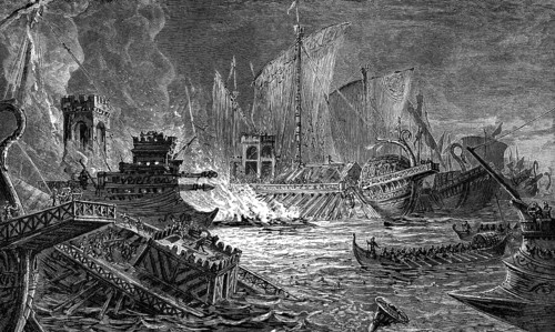 The Battle of Actium on 2 September 31 BC, Ionian Sea, Greece, Europe