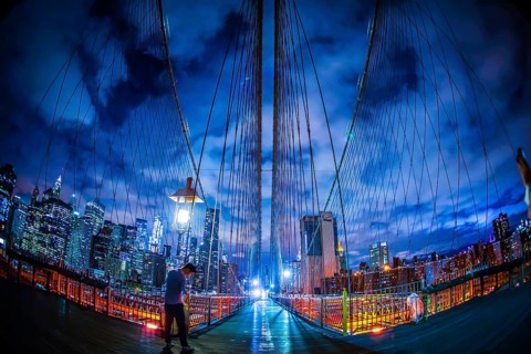 Night of the Brooklyn Bridge. Shooting Location: New York, Manhattan