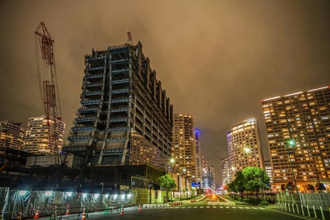 High-rise building construction site of the Yokohama Minato Mirai. Shooting Location: Yokohama-city