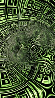 Curved grid - abstract computer-generated image. Fractal geometry: curved, distorted rectangular