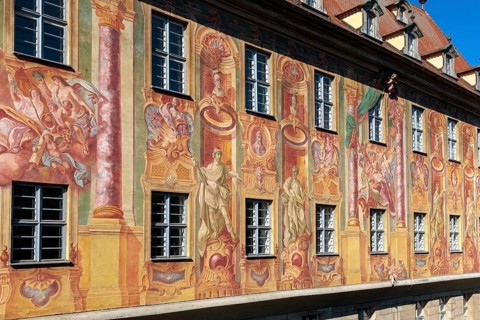 Old Bamberg Town Hall, façade painting with figurative elements, east side