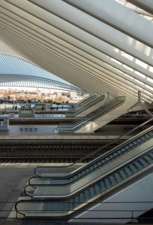 Liège, Liège-Guillemins railway station, design 2009 Santiago Calatrava, station concourse with
