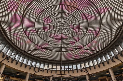 Belgium, 09 02 2019: The Art nouveau interior design of the ceiling of the Ravenstein Galllery,