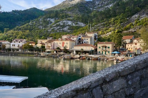 Old bridge, view of Rijeka Crnojevica, river Crnojevic, near Lake Skutari, Lake Skadar, Montenegro,