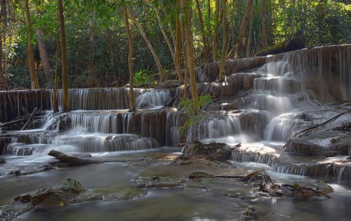 Huai Mae Khamin Waterfall in Kanchanaburi Province, Thailand, Asia