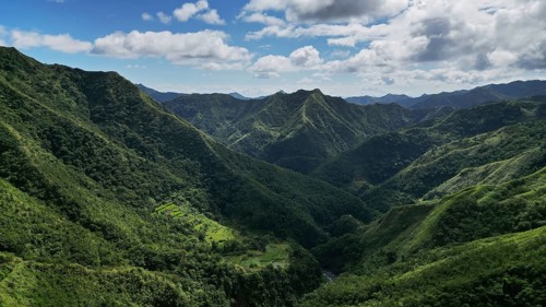 Aerial view of picturesque Cordillera mountains in Ifugao Province, Luzon Island, Philippines, Asia