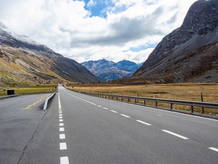 Alpine road on the Julierpass in Switzerland