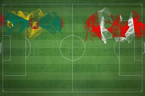 Grenada vs Canada Soccer Match, national colors, national flags, soccer field, football game,