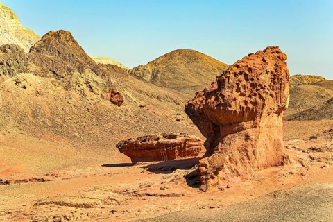 Red sandstone rock Mushroom. The Timna Valley is a depression located in the south of the Arava