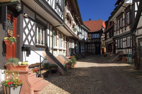 Half-timbered houses in the Engelgasse, Gengenbach old town, Ortenaukreis, Baden-Württemberg,