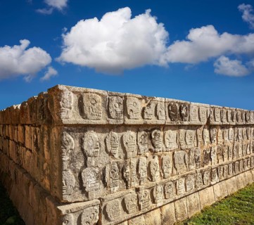 Chichen Itza Tzompantli the Wall of Skulls in Mexico Yucatan