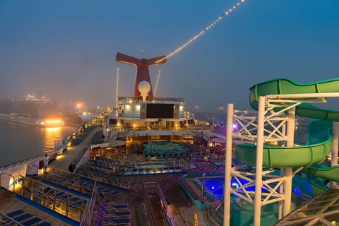 Carnival Glory Cruising Ship Empty Deck In Miami Port
