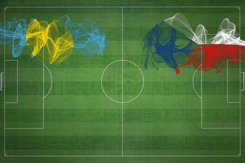 Palau vs Czech Republic Soccer Match, national colors, national flags, soccer field, football game,