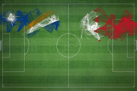 Marshall Islands vs Bahrain Soccer Match, national colors, national flags, soccer field, football
