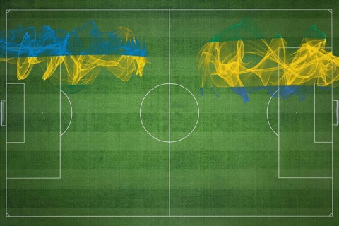 Rwanda vs Gabon Soccer Match, national colors, national flags, soccer field, football game,
