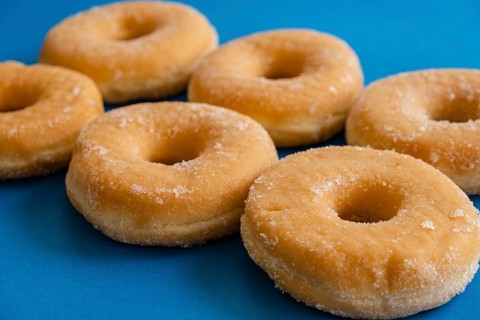 Doughnuts on blue background