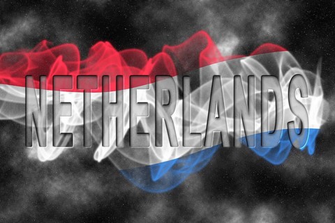 Netherlands Flag with Starry Background Smoke Effect