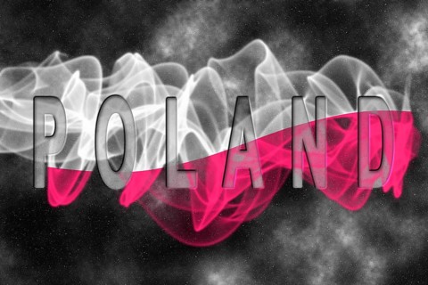Poland Flag with Starry Background Smoke Effect