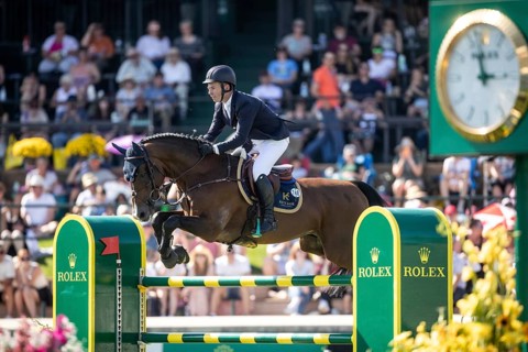 Cian O'Conner of Ireland and riding Fermoy compete in the first round of the 1.60m CPKC