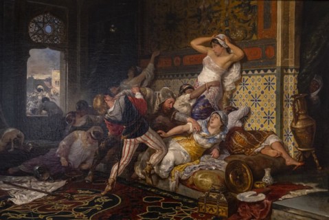 Assault on the harem, Ricard Anckermann Riera, 1880, oil on canvas, Museu de Mallorca, Palma,