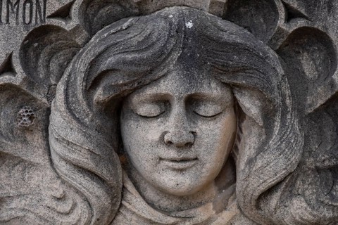 Woman face, Palma cemetery, Mallorca, Balearic Islands, Spain, Europe