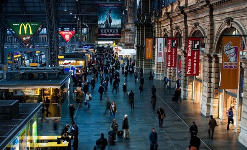 Frankfurt, Germany, January 14: People arriving or departing at the Frankfurt main train station,