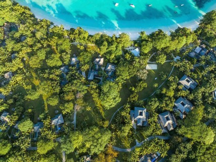 Aerial View, seychellen, Mahe, Port Glaud and Port launay Beach, Port Glaud, Seychellen