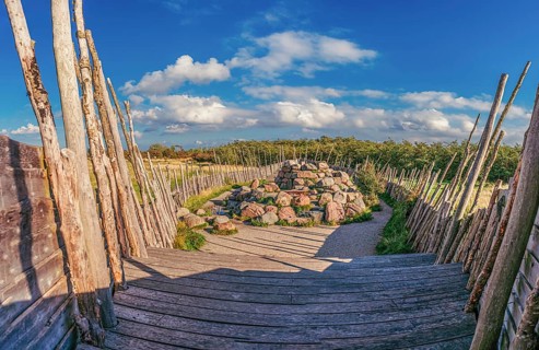 View from inside the ship Amager Ark Amagerarken in Naturcenter Amager park in Copenhagen, Denmark,