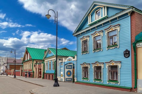 Street in Old Tatar Quarter in Kazan, Russia, Europe