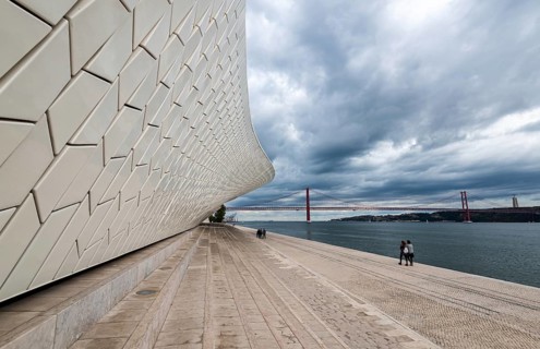LISBON, PORTUGAL, October 19, 2018: The modern MAAT (Museu de Arte, Arquitetura e Tecnologia)