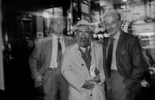 Germany, Berlin, 17 October 1991, Reinald Nohal, artist, author (left), Michel Würthle (right),