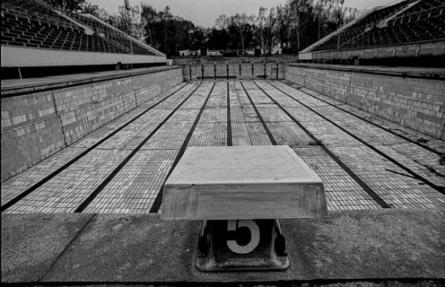 Germany, Berlin, 16.11.1991, Friesenstadion (swimming stadium) in decay, Europe