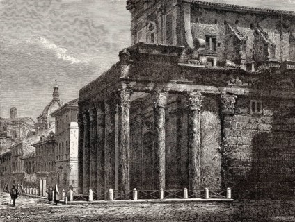 The Temple of Antoninus and Faustina, Rome, Italy, 19th Century, Europe