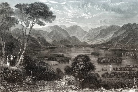 Derwentwater oder Derwent Water, Lake District National Park, Cumbria, Nordwestengland, 19.