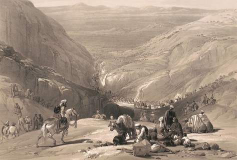 The second descent through the Siri-Kajaur Pass, Baluchistan, Pakistan, First Anglo-Afghan War,