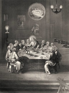 Institution of the Holy Sacrament, New Testament, steel engraving 1853, digitally restored