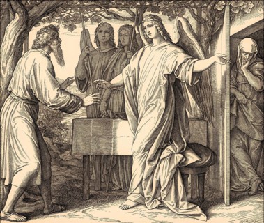 Abraham's Three Visitors, Old Testament, by Julius Schnorr von Carolsfeld, 1860