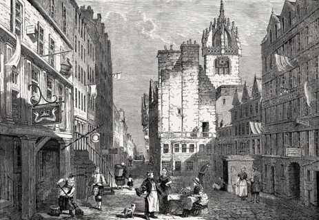 The Heart of Midlothian, High Street, Royal Mile in Edinburgh, Scotland, 19th century