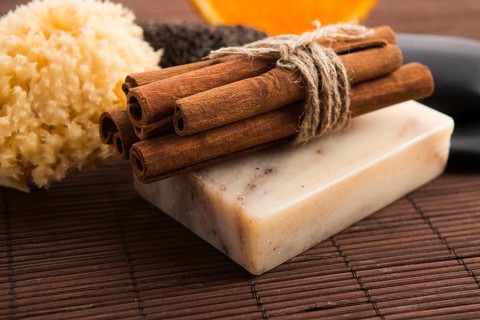 Bar of soap with cinnamon and orange