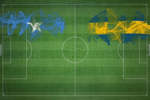 Somalia vs Sweden Soccer Match, national colors, national flags, soccer field, football game,