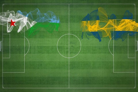 Djibouti vs Sweden Soccer Match, national colors, national flags, soccer field, football game,