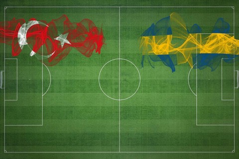 Turkey vs Sweden Soccer Match, national colors, national flags, soccer field, football game,