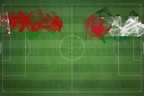 Belarus vs Palestine Soccer Match, national colors, national flags, soccer field, football game,