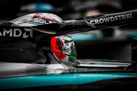 Andrea Kimi Antonelli of Italy drives the Mercedes AMG Petronas F1 Team W16 before the start of the