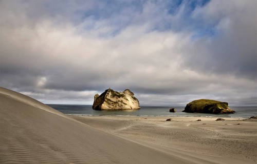 Farewell Spit New Zealand beach Rock haystacks