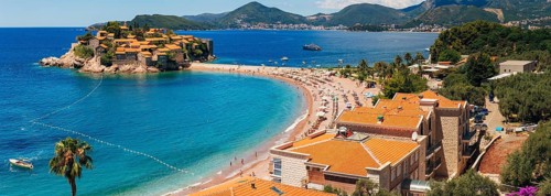 Island of Sveti Stefan in Montenegro. Panoramic shot